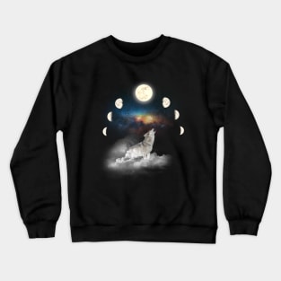 Howling Wolf Lunar Moon Phase Crewneck Sweatshirt